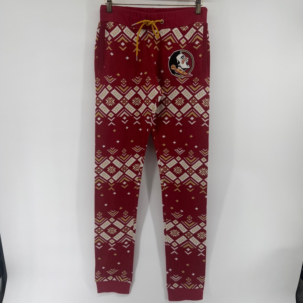Florida State Seminoles FSU Fair Isle Knit Jogger Pants Garnet Gold Small